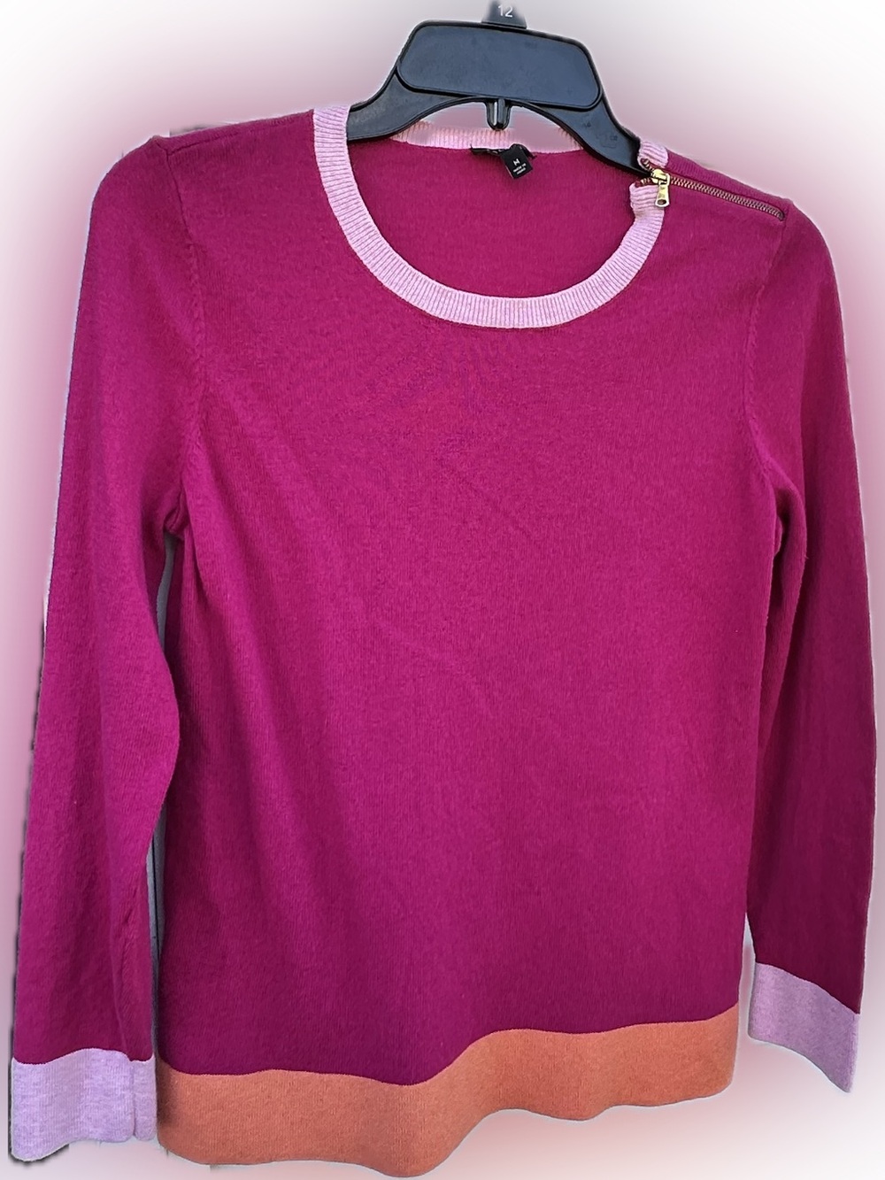 Talbots Women's Magenta Contrast-Hem Sweater